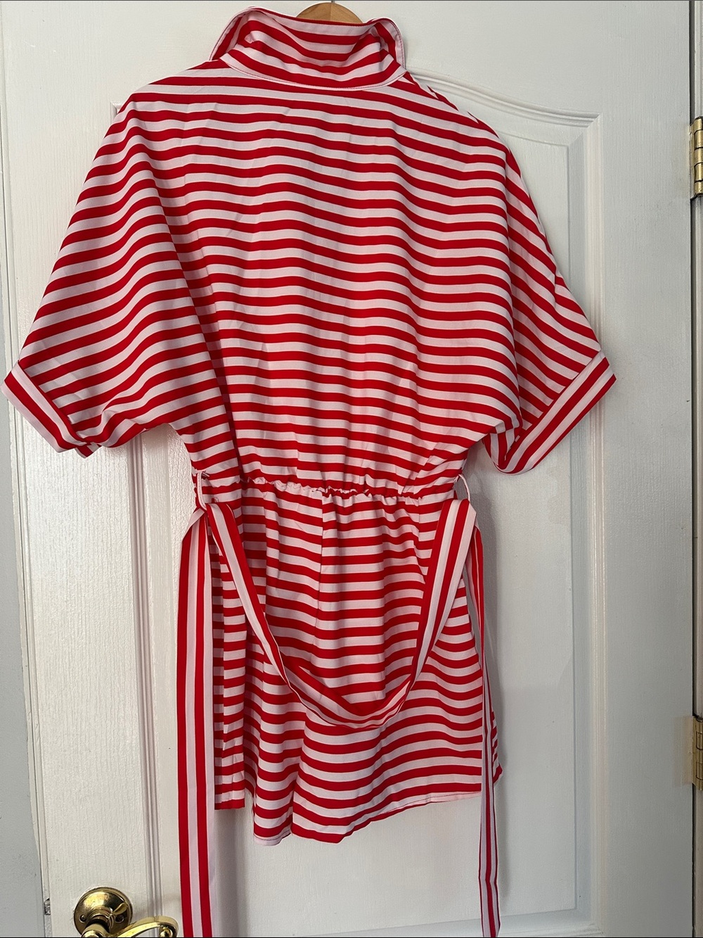 SHEIN Red & White Striped Belted Jumpsuit - Picture 3 of 4
